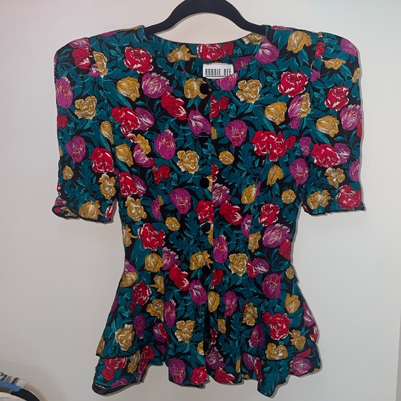 Vintage floral Robbie Bee Peplum top - Picture 1 of 5